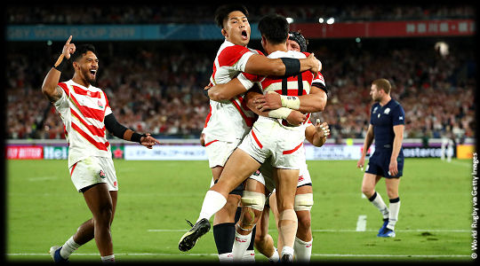 Japan v Scotland Brave Blossoms celebrate RWC2019